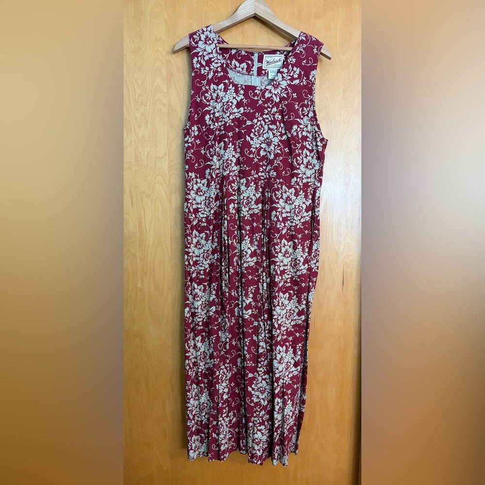 Woolrich Brick Red and Tan Floral Midi/Maxi Dress size Medium
